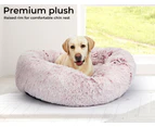 PaWz Pet Bed Cat Dog Donut Nest Calming Mat Soft Plush Kennel Pink M