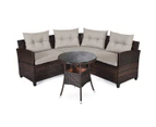 Costway 4PCS Patio Furniture Outdoor Rattan Sofa Set Lounge Couch Setting w/Glass Table Garden Backyard