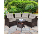 Costway 4PCS Patio Furniture Outdoor Rattan Sofa Set Lounge Couch Setting w/Glass Table Garden Backyard