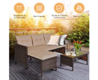 Costway 3PCS Patio Wicker Rattan Sofa Set Outdoor Sectional Conversation Set Garden Lawn Brown