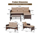 Costway 3PCS Patio Wicker Rattan Sofa Set Outdoor Sectional Conversation Set Garden Lawn Brown