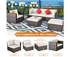 Costway 6PCS Patio Sofa Set Outdoor Rattan Furniture Setting Garden Lounge Table Chair Backyard White