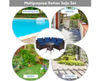 Costway 4PCS Patio Furniture Outdoor Rattan Sofa Set Lounge Couch Setting w/Glass Table Garden Backyard Navy