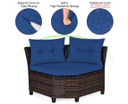 Costway 4PCS Patio Furniture Outdoor Rattan Sofa Set Lounge Couch Setting w/Glass Table Garden Backyard Navy
