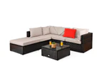 Costway 6PC Patio Rattan Sofa Set Outdoor Furniture Setting Garden Lounge Set w/Cushion & Table