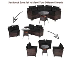 Costway 4PCS Patio Furniture Outdoor Rattan Sofa Set Lounge Couch Setting w/Glass Table Garden Backyard Black