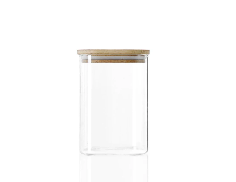 SQUARE GLASS JARS w/ BAMBOO LID [24 Pack] 1.1L  Food Storage Canisters Container Spice Jar Wedding Favours Empty Clear Glass Bottles with Wood Lid
