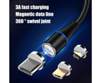 Centaurus 3A Magnetic Micro USB Cable Magnet Plug Type C Charge 2 In 1 Charging Cord Wire-Black with Micro USB Cable