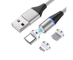 Centaurus 3A Magnetic Micro USB Cable Magnet Plug Type C Charge 2 In 1 Charging Cord Wire-Silver with Micro USB Cable