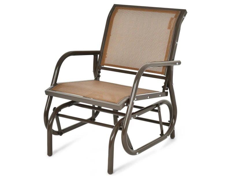 Costway Rocking Glider Chair Outdoor Furniture Patio Rocker Armchair Garden Chairs Lounge Porch Backyard Brown