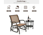 Costway Rocking Glider Chair Outdoor Furniture Patio Rocker Armchair Garden Chairs Lounge Porch Backyard Brown