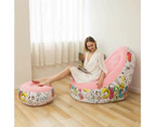 Colorfulstore Portable Leisure Inflatable Sofa Chair with Footrest Stool Outdoor Furniture-Pink