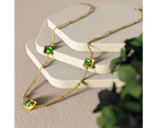 Square Bezel Station Necklace in Emerald Green