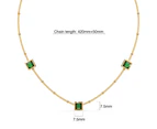 Square Bezel Station Necklace in Emerald Green