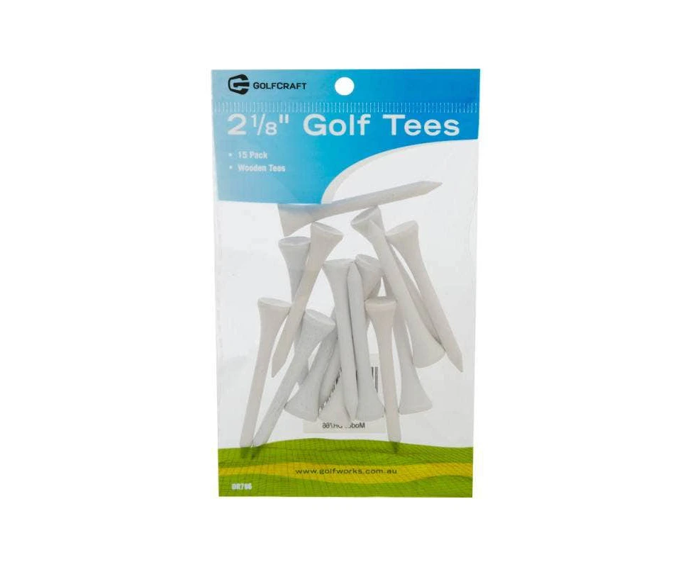 Golf Craft 2 1/8" Wooden White Golf Tees -15 pack