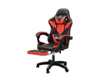 Oikiture Gaming Office Chair Massage Racing Recliner Computer Work Armrest Seat - Black&Red
