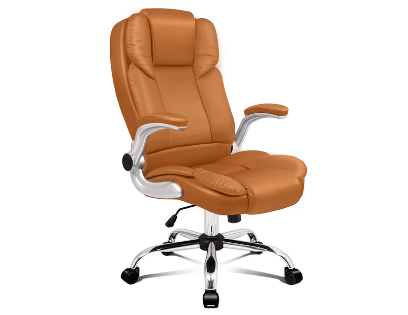 ALFORDSON Office Chair Executive Leather Seat Brown