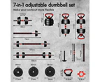 BLACK LORD 40kg 7in1 Adjustable Dumbbell & Barbell & Kettlebell Set