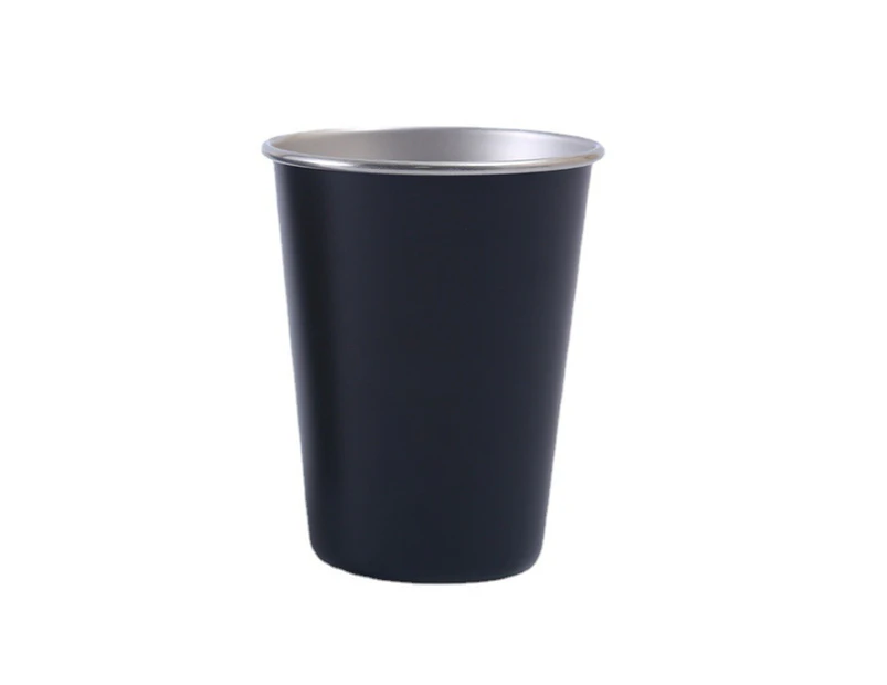 350ml Coffee Cup Portable Ins Style Stainless Steel Camping Outdoor Beer Milk Mug Water Cup for Daily Use-Black