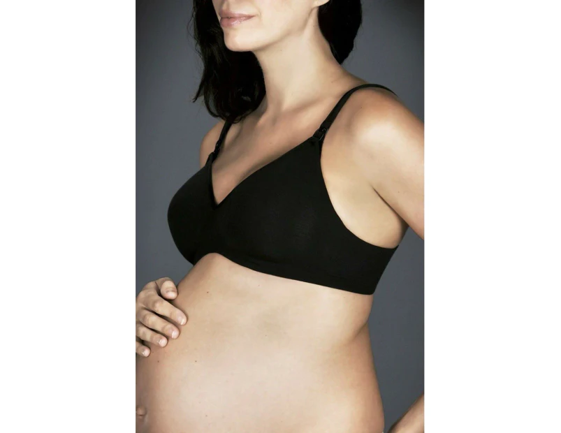 Berlei Womens Barely There Wirefree Wire Free Maternity Bra Black White Cotton - Black