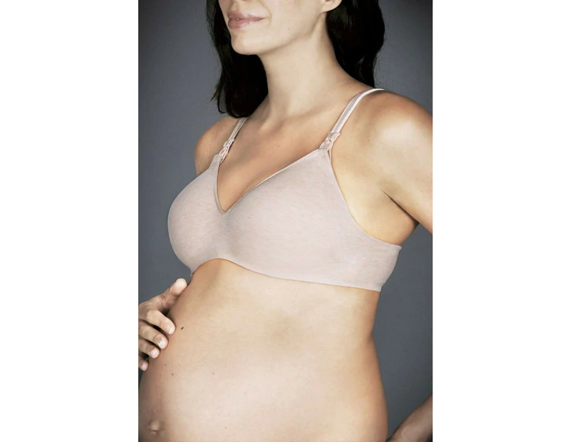 Berlei Womens Barely There Wirefree Wire Free Maternity Bra Black White Cotton - Soft Powder