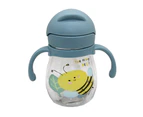 Baby Cup with Straw 12-18 months, Weighted ball Sippy cup for Toddlers with Handle-blue