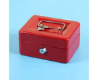 Handle Smooth Edge Large Capacity 6 Grids Metal Cash Drawer Deposit Box Jewelry Cash Money Safe Box with Key-Red