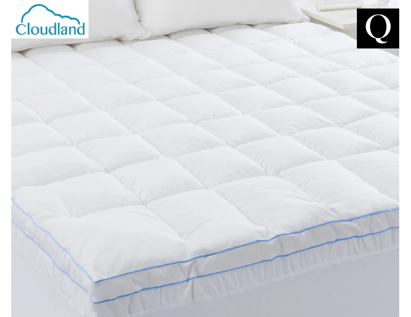 Cloudland 750GSM Memory Resistant Microball Queen Bed Mattress Topper - White