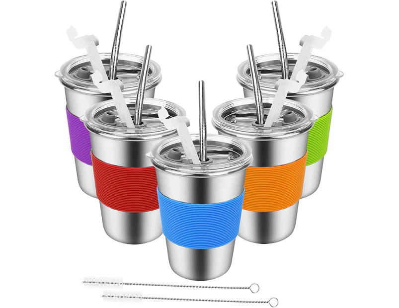 Stainless Steel Children'S Cups With Lids And Straws, Bpa-Free Toddler Cups, Unbreakable Children'S Drinking Cups With Straws