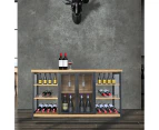 Levede Bar Cabinet Buffet Sideboard Industrial Wine Steamrack Glasses 140CM - Oak and black