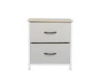 Levede Chest of 2 Drawers Bedside Table Storage Cabinet Tower Dresser Beige - Beige