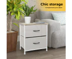 Levede Chest of 2 Drawers Bedside Table Storage Cabinet Tower Dresser Beige