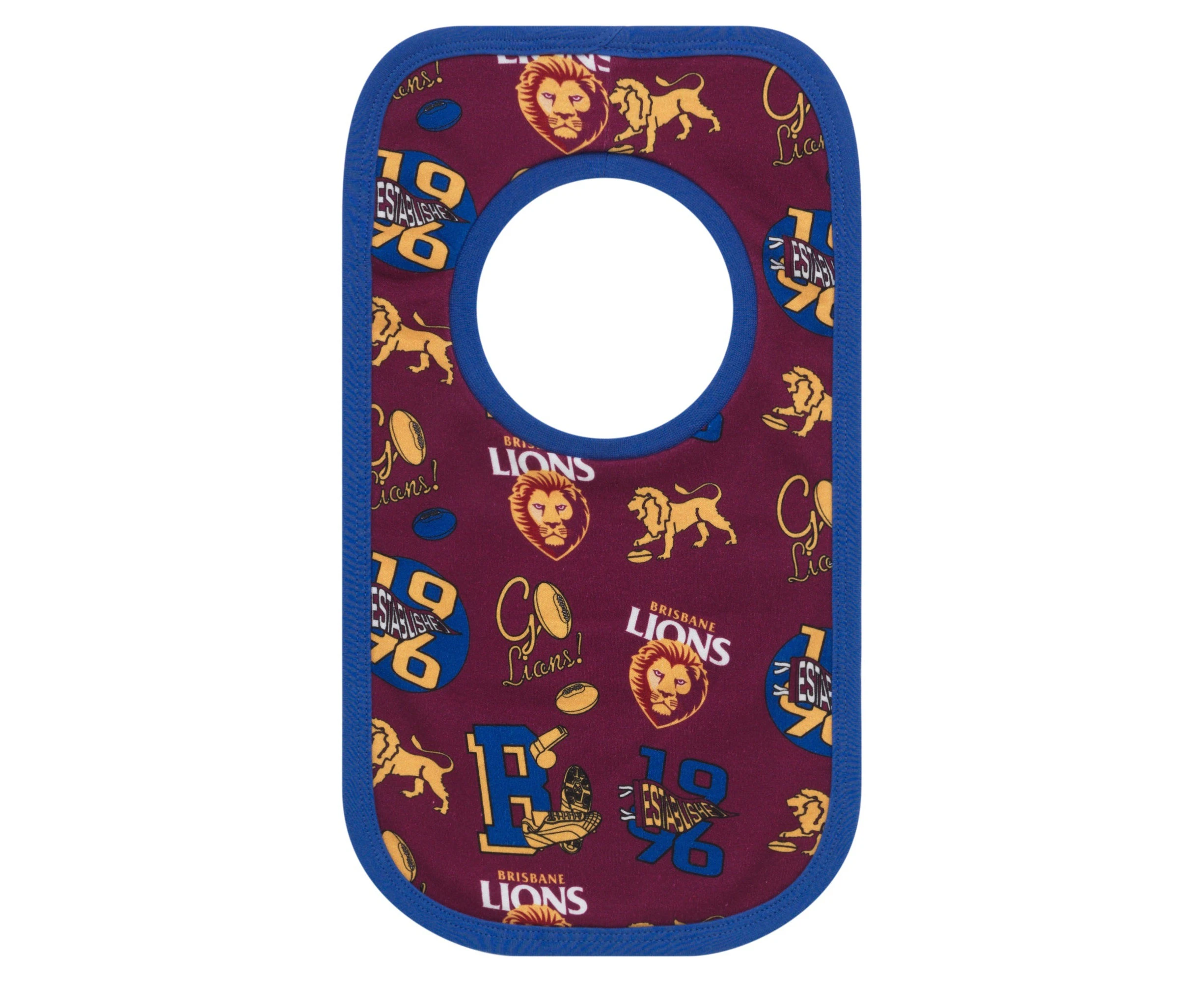 Brisbane Lions AFL Footy Baby Infant Toddler 2 Pack Bib Set