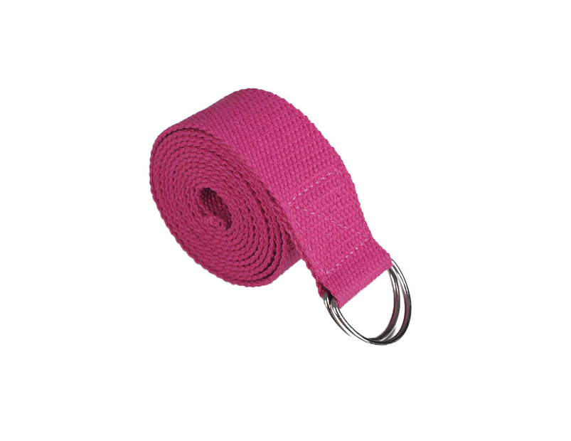 Strap for Stretching – Yoga Stretching Strap Thick Durable Cotton with Adjustable Ring - Rose red