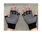 Fingerless Exercise Non Slip Yoga Pilates Gloves with Silicone Dots - Black