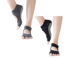 Half Toe Multi Pack - Grip Non-Slip Toe Socks for Pilates, Barre, Yoga, Ballet - Black+Grey