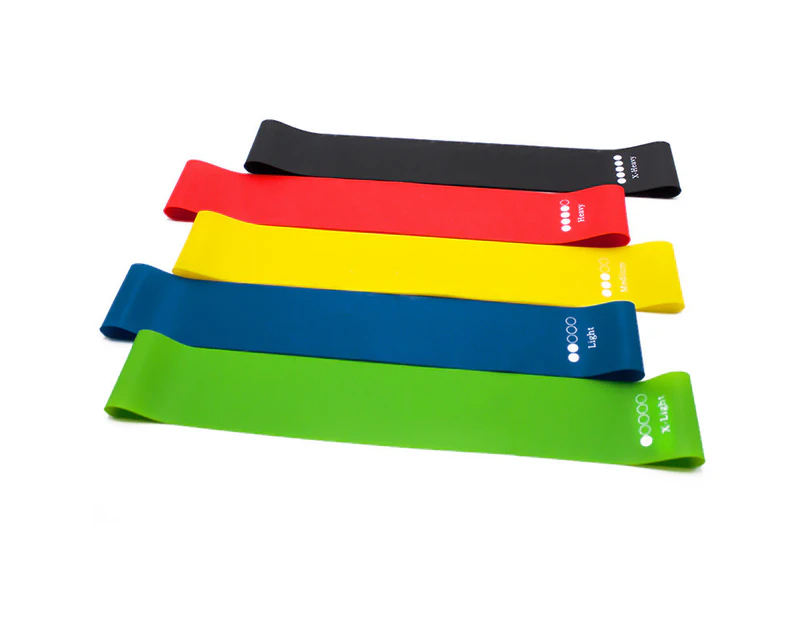 Resistance Bands, Set of 5 Bands – 5 Different Resistance Levels,  Fitness Stretch Band for Workout Men - Black, red, yellow, blue, green