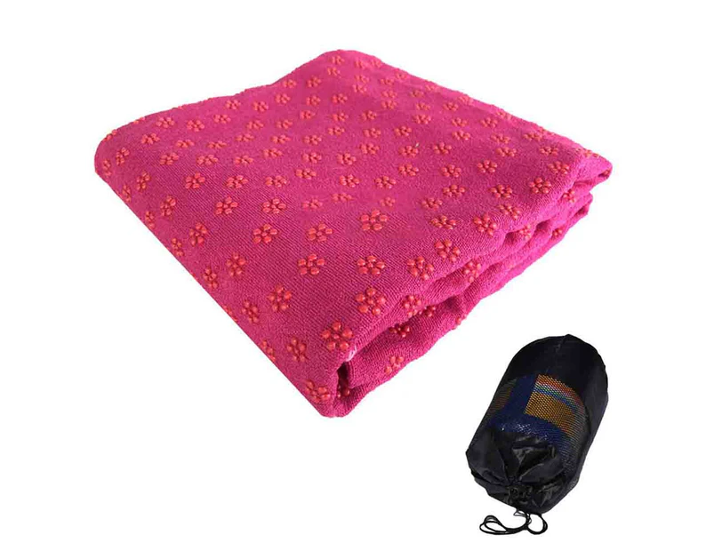 Yoga Towel,Hot Yoga Mat Towel - Sweat Absorbent Non-Slip for Hot Yoga, Pilates and Workout - Rose Red