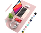 Desk Pad Desk Protector Mat - Dual Side PU Leather Desk Mat Large Mouse Pad（Rose Pink/Silver, 23.6" x 13.8") - 31.5" x 15.7"