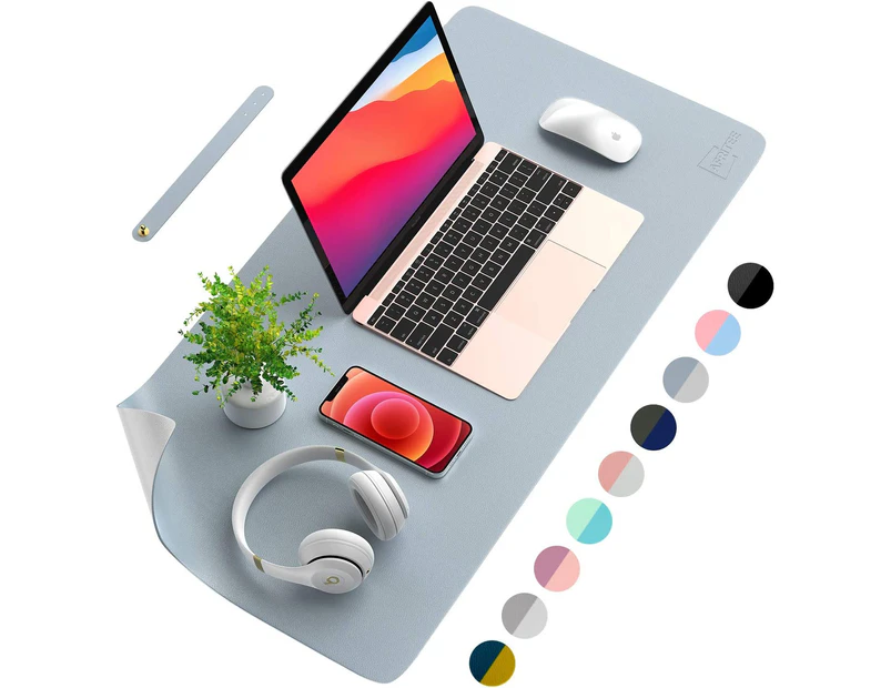 Desk Pad Desk Protector Mat - Dual Side PU Leather Desk Mat Large Mouse Pad（Rose Pink/Silver, 23.6" x 13.8") - 23.6" x 13.8"