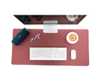 Leather Desk Pad Protector,Non-Slip Office Desk Mouse Pad, Waterproof ，Free bandage- 80 x 40cm - Red+dark orange