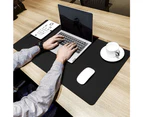 Leather Desk Pad Protector,Non-Slip Office Desk Mouse Pad, Waterproof ，Free bandage- 80 x 40cm - Red+dark orange