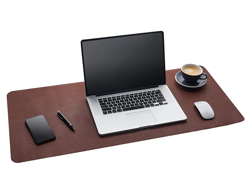 Leather Desk Pad – 36 X 17 Inch - Desk Mat Home Office Desk Accessories Desktop Protector XXL Mouse Pad Writing Desk Blotter (Dark Brown)