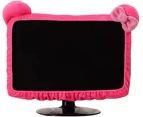 20''-29'' Computer Monitor Cover with Cat Ear Design Furry Kawaii Pink Monitor Dust Cover Elastic Dustproof for PC Tablet TV - Small