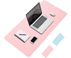 Mouse Pad Desk Pad Dual-sided PU Leather Desk Protector Blotter Extended Laptop Table Mouse Mat for Keyboard and Mouse, Non-slip - Pink & Blue