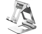 Adjustable Tablet Stand, iPad Stand, Desk Phone Stand Base—Silver