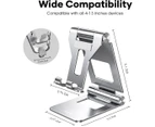 Adjustable Tablet Stand, iPad Stand, Desk Phone Stand Base—Silver
