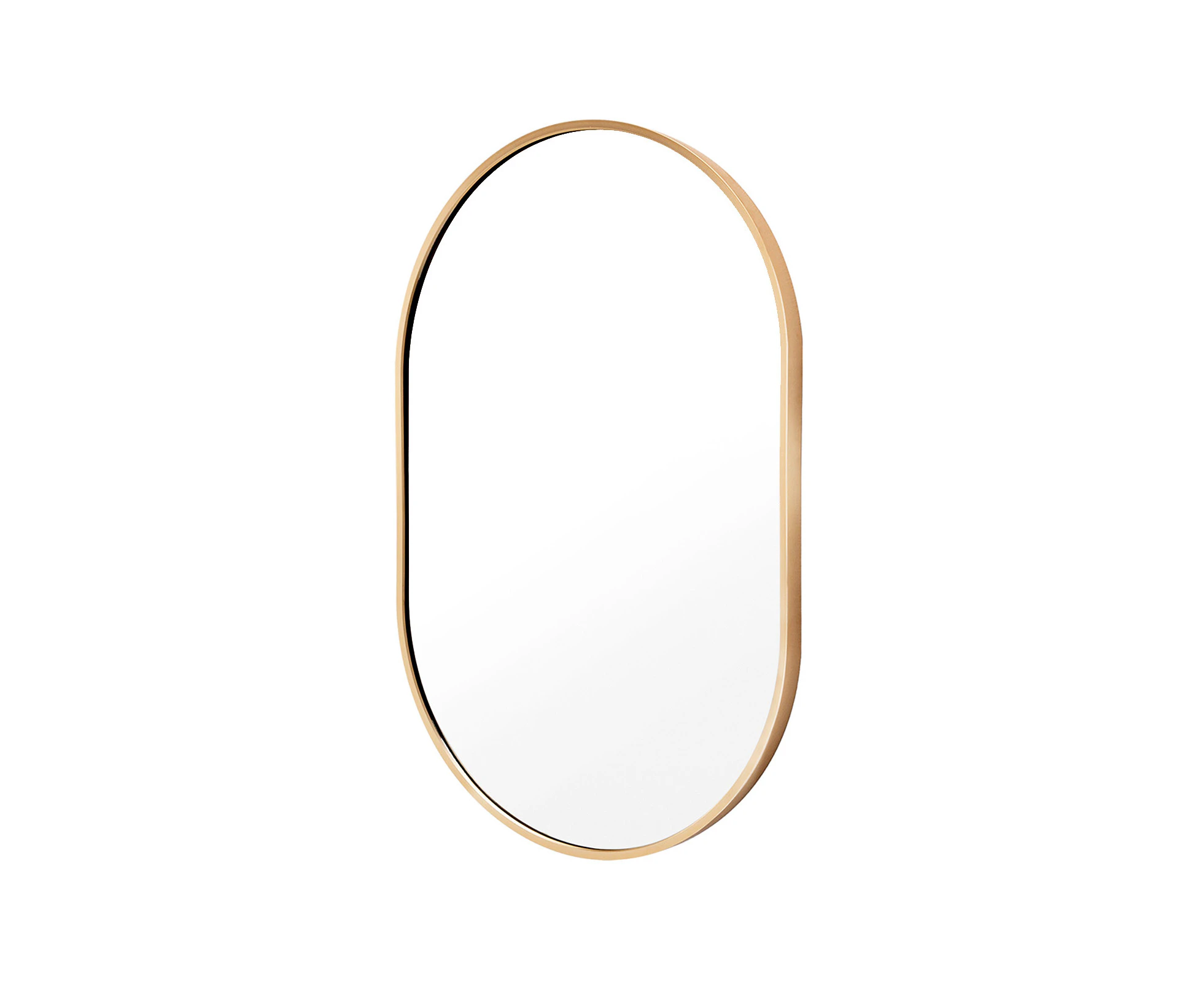 La Bella Gold Wall Mirror Oval Aluminum Frame Makeup Decor Bathroom Vanity 50 x 75cm