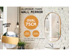 La Bella Wall Mirror Oval Aluminum Frame Makeup Decor Bathroom Vanity 50x75cm - Gold