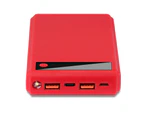 Power Bank Case LED Digital Display Dual USB Micro Type-C Fast Charging with Flashlight 6 X 18650 Battery Charger Case DIY Box-Red A
